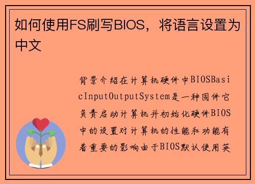 如何使用FS刷写BIOS，将语言设置为中文